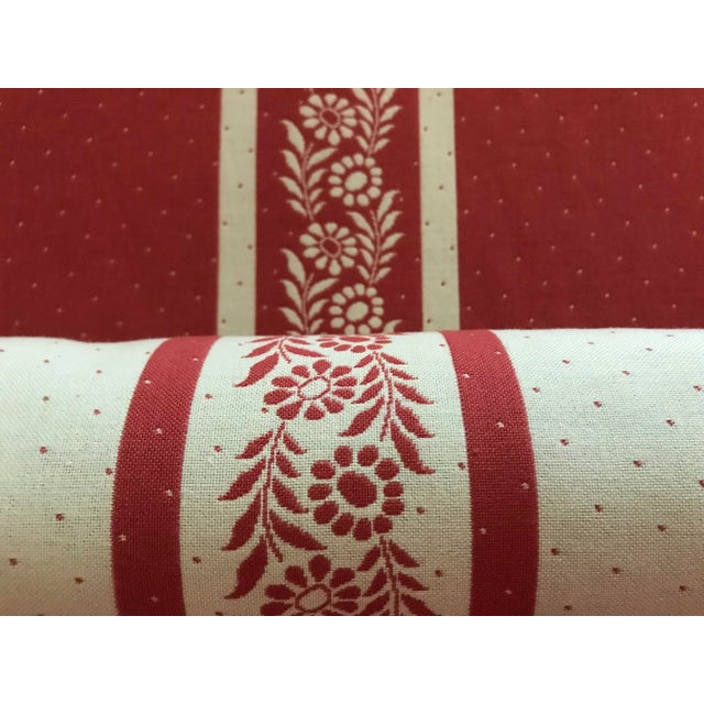 Brunschwig & Fils 6 Yards Brunschwich and Fils Woven Cotton Fabric. Reversible. Dominant Red on One Side or Dominant White on Other Side. French Floral Design. For Sale - Image 4 of 6