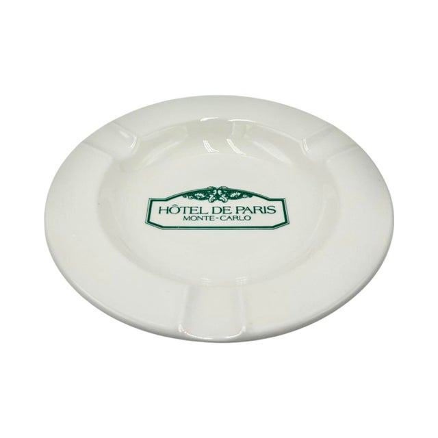 White Vintage Hotel De Paris Monte-Carlo Ceramic Ashtray Catchall Dish For Sale - Image 8 of 9