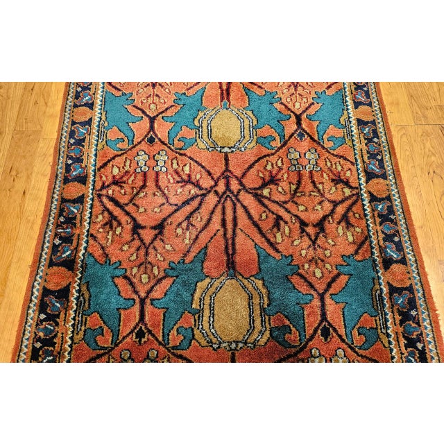 Textile Vintage Persian Mahal Sultanabad Rug, Hand-Knotted Wool, Geometric Pattern, 4x6, Terracotta & Blue For Sale - Image 7 of 13