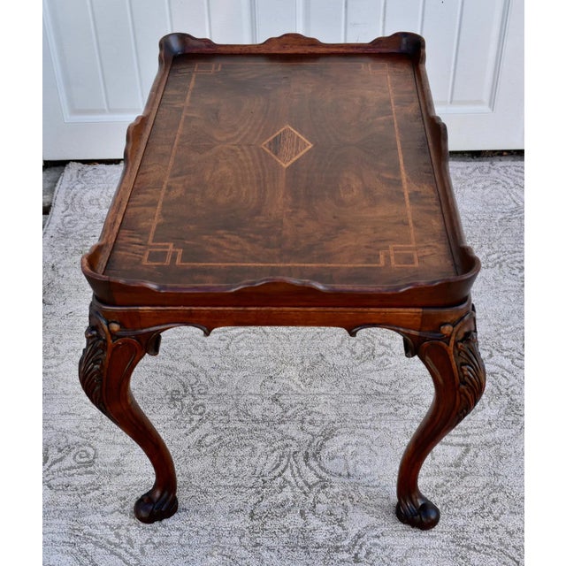 Brown Antique Carved & Inlaid Walnut French Style Accent Table For Sale - Image 8 of 13