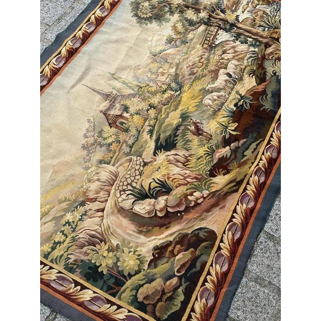 Mid-Century Modern French Handwoven The Village Tapestry from Aubusson, 1920s For Sale - Image 17 of 18