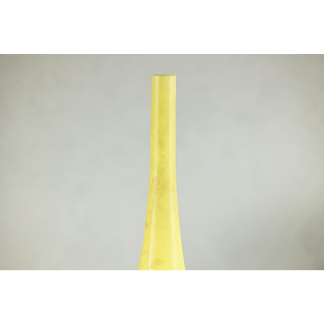 Artisan Tall Yellow Ceramic Vase with Hand-Painted Floral Motif, Sold As Is For Sale - Image 4 of 18