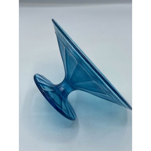 Art Deco 1920s Fenton Celeste Blue Stretch Compote For Sale - Image 3 of 8