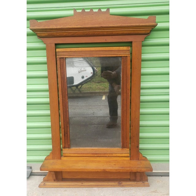 Victorian 19th Century Victorian Maple Framed Wall Shaving Mirror For Sale - Image 3 of 5