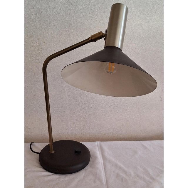 Adjustable German Desk Lamp with Dark Brown Metal Base and Shade from Pfäffle Leuchten, 1970s For Sale - Image 4 of 8