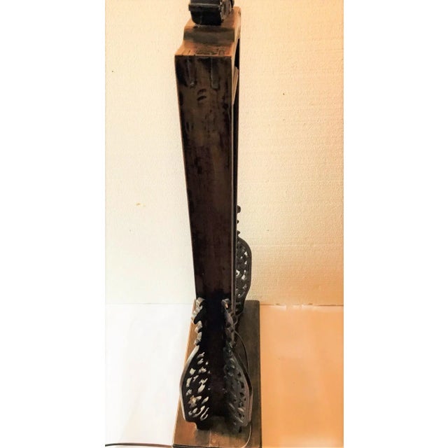 Chinese Antique Mid 19th Century Chinese Standing Electrified Floor Lamp With Shade For Sale - Image 3 of 13