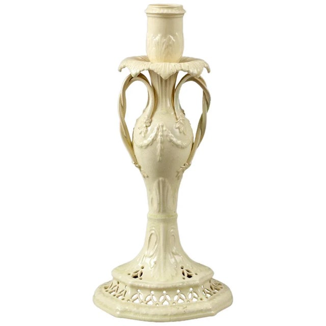 18th Century Creamware Candlestick with Twisted Handles For Sale - Image 9 of 9