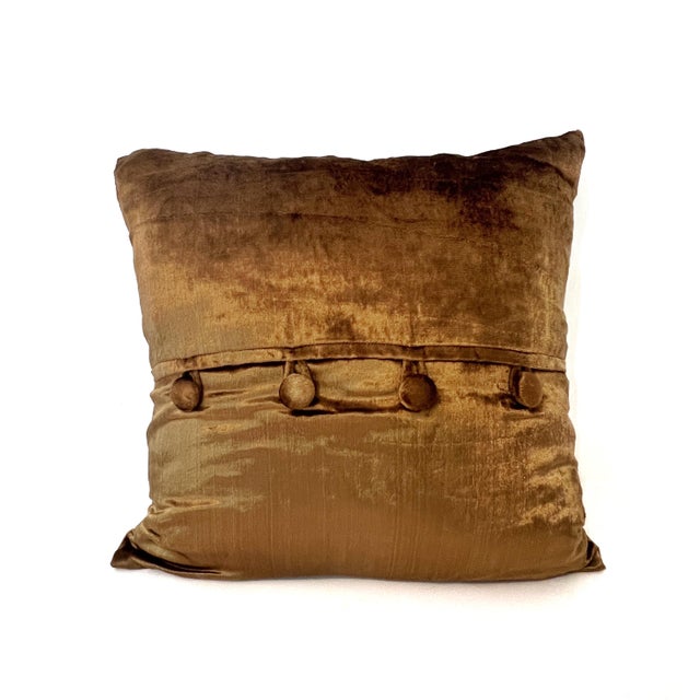 John-Richard Metallic Bullion Emboidered Brown Velvet Throw Pillows - Pair For Sale - Image 11 of 18