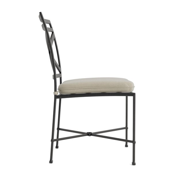 Contemporary Brown Jordan Venetian Side Chair, Textured Pewter frame with Fusion Meadow fabric For Sale - Image 3 of 11
