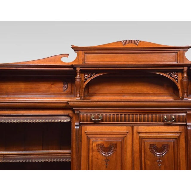 Large Antique Walnut Breakfront Bookcase For Sale - Image 9 of 13