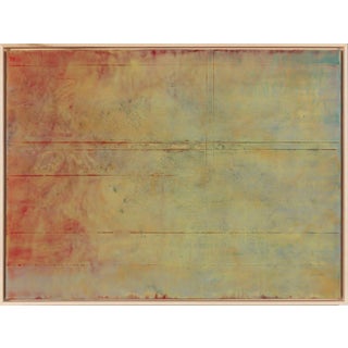 Large Encaustic Painting Jane Michaelski Yellow Over Red For Sale