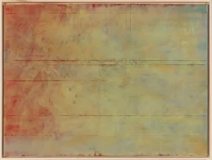 Large Encaustic Painting Jane Michaelski Yellow Over Red