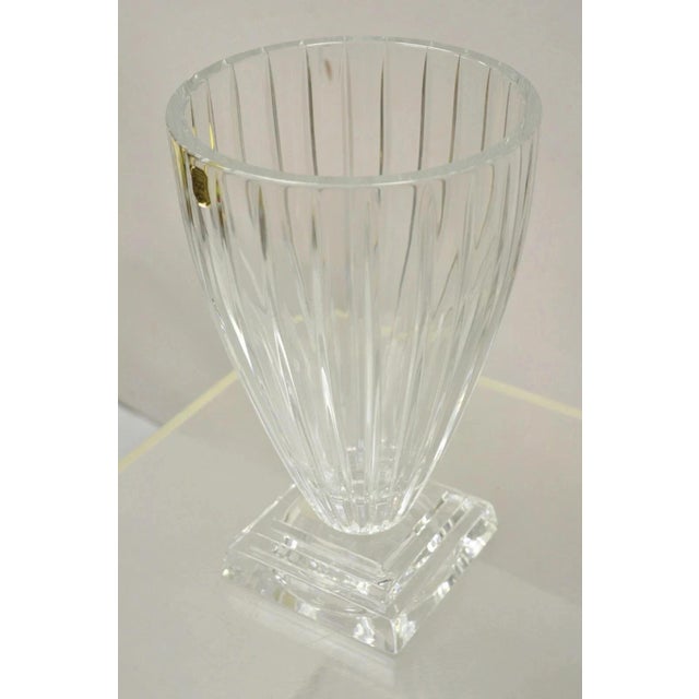 Modern Vintage Modern Lead Crystal Glass 12" Fluted Flower Vase, Poland For Sale - Image 3 of 10