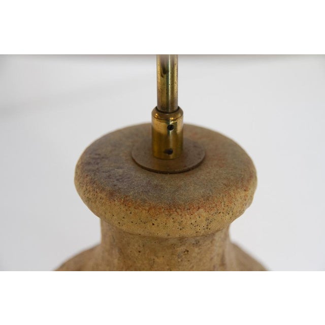 Brown Mid-Century Modern Danish Circular Stoneware Table Lamp, 1960s For Sale - Image 8 of 18