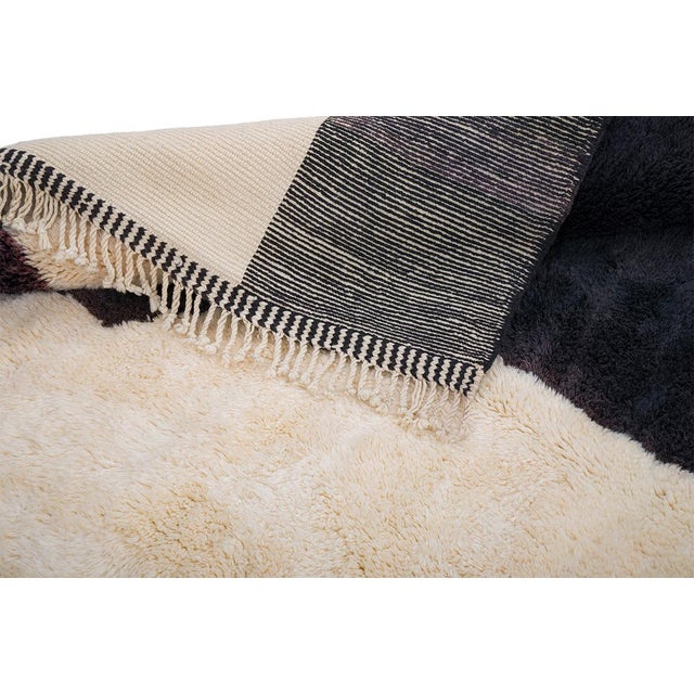 Contemporary Abstract Silhouette Hand-Knotted Moroccan Wool Rug | 9'9" X 7'2" | One of a Kind For Sale - Image 3 of 7