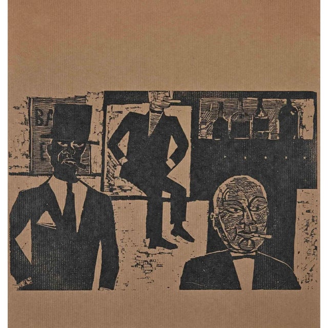 Figures is a woodcut print on paper realized by an anonymous artist in the early 20th century. Good conditions. The...