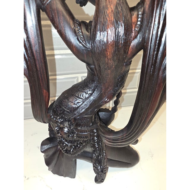 Large 14.75" Mid-Century Balinese Two-Tone Macassar Ebony Celestial Dancer Masterwork For Sale - Image 10 of 12