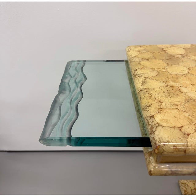 Glass Vintage Lacquered Smoke Dyed Console For Sale - Image 7 of 8