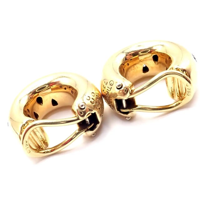 Mid 20th Century Mid 20th Century Tiffany & Co. Etoile Diamond Yellow Gold and Platinum Hoop Earrings, Pair For Sale - Image 5 of 11