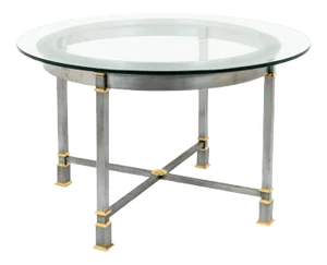 Gilt Metal and Glass Dining Table, 1970s