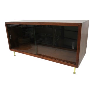 George Nelson Styled Walnut Miniature Display Cabinet For Sale