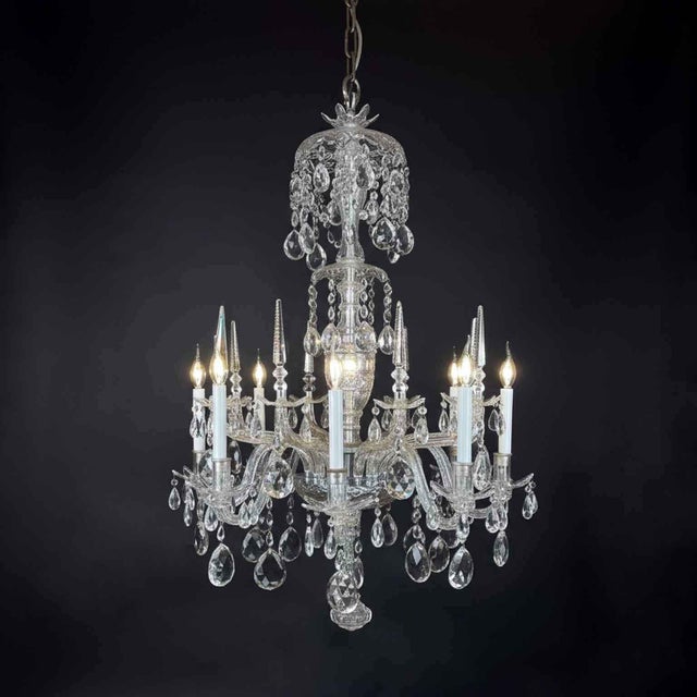 1950s Italian Bohemian Crystal Eight-Light Chandelier, 1950s For Sale - Image 5 of 14