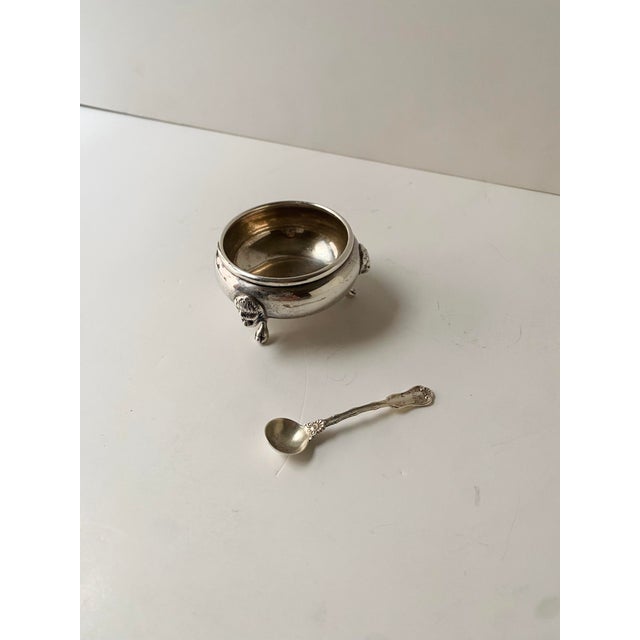 Early 20th Century Early 20th Century Sterling Silver Salt Cellar and Spoon For Sale - Image 5 of 7