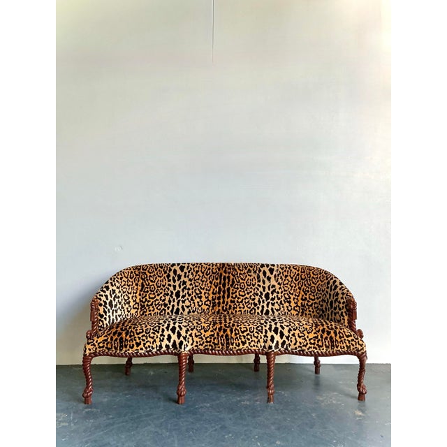 Vintage Regency Leopard Rope and Knot Sofa For Sale - Image 4 of 12