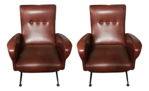 Vintage Leather Armchairs, 1950s, Set of 2
