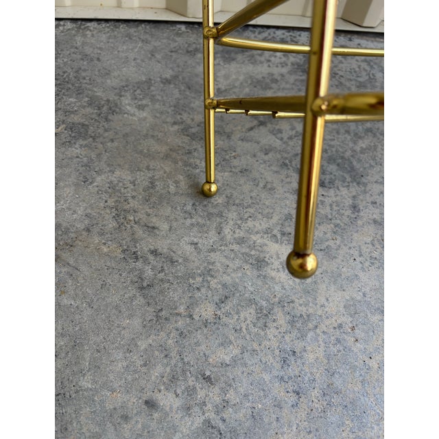 Mid-Century Modern Mid Century Hollywood Regency Solid Brass Bathroom Shelf Unit Stand For Sale - Image 3 of 8