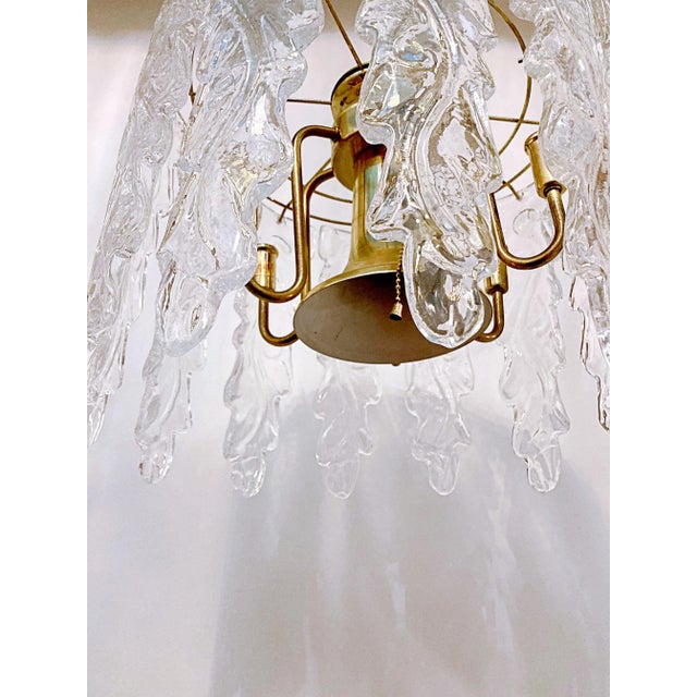 1970s Vintage Murano Chandelier With Glass Panels For Sale - Image 4 of 8