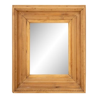 Rustic Carved Pine Framed Mirror For Sale