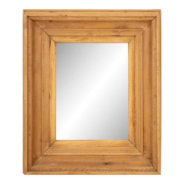 Rustic Carved Pine Framed Mirror For Sale