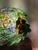 Glass Beautiful 1970s Hollywood Regency Hand Blown Murano Glass Textured Translucent Blue, Green and Yellow Flowers Lampshade With Original Base For Sale - Image 7 of 12