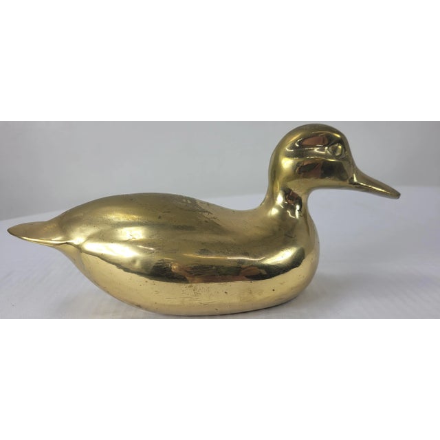 1980s Vintage Cabin Hunter Lodge Edwardian Brass Duck Mallard Figure Sculpture For Sale - Image 5 of 7