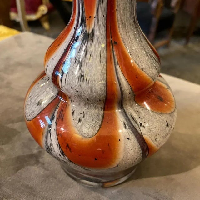 1970s 1970s Carlo Moretti Orange and Gray Opaline Glass Vase For Sale - Image 5 of 9