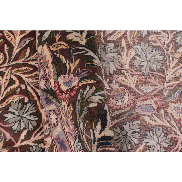 Brown Floral 1990's Pak-Persian Brown/Gray Wool Round Rug - 8'0'' X 8'4'' For Sale - Image 8 of 9