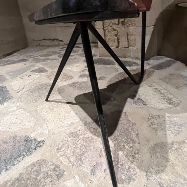 Charlotte Perriand 1950s Modern French Floor Mirror Marble & Metal Tripod Base From France For Sale - Image 4 of 12
