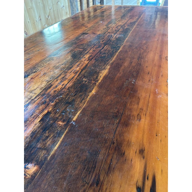 Monumental Repurposed Barn Wood Farm Table For Sale - Image 12 of 17