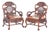 Mid 20th Century Pair of Chinese Dragon Rosewood Armchairs With Matching Dream Stone Inserts, Elaborate Carving and Handmade Needlepoint Seat Cushions For Sale