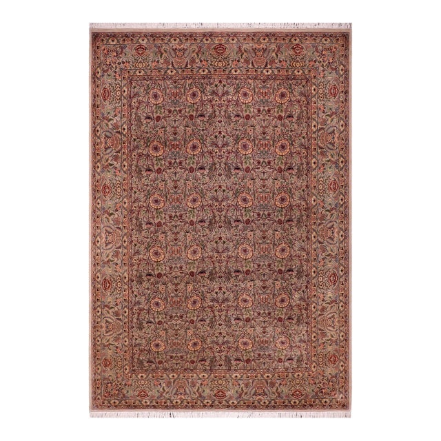 Floral Pak-Persian Taupe/Pink Wool Rug - 9'2'' X 12'7'' For Sale