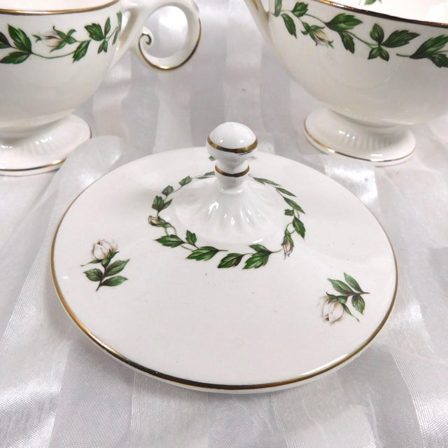 1950s Halls Teapot, Sugar Bowl and Creamer in Cameo Rose For Sale - Image 10 of 15