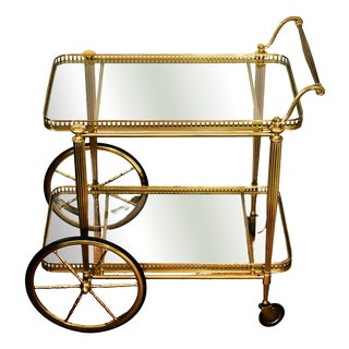 Hollywood Regency Brass and Glass Bar Cart, 1960s For Sale