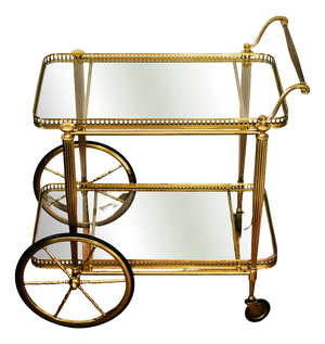 Hollywood Regency Brass and Glass Bar Cart, 1960s