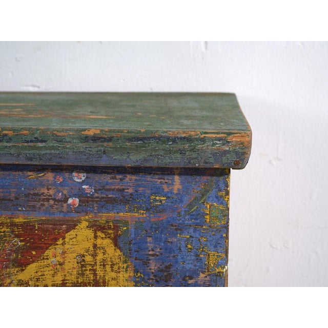 Red Antique Red Colored Trunk in Wood For Sale - Image 8 of 13