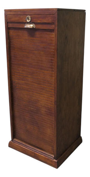 Art Deco Tambour-Fronted Oak Filing Cabinet, 1930