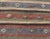 Textile Mid 20th Century Turkish Vintage Kilim Striped Runner With Tribal Motifs in Copper and Greens For Sale - Image 7 of 12