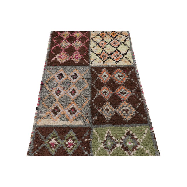 1950s Vintage Moroccan Rug With Polychromatic Diamond Patterns, From Rug & Kilim For Sale - Image 5 of 7
