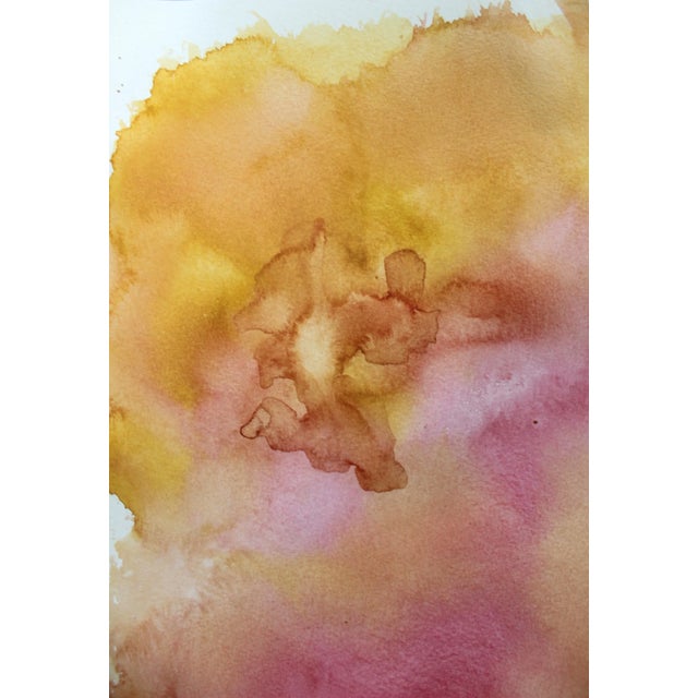 Flower Botanical Yellow Pink Watercolor Original Art Giclee Print For Sale