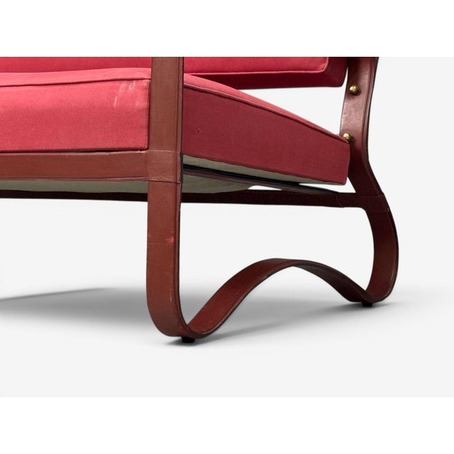 Jacques Adnet, Rare Two Seater Sofas, Leather, Steel, France, 1950s For Sale - Image 10 of 15